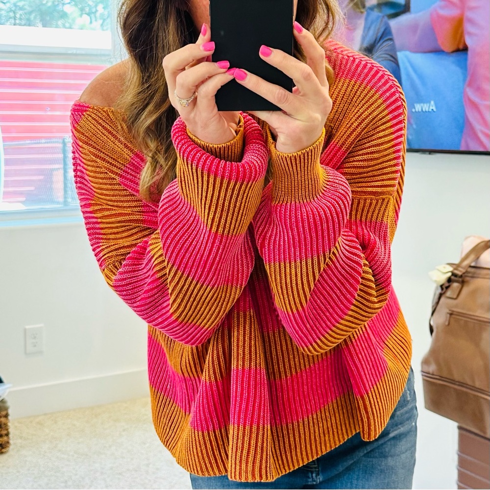 FREE PEOPLE JUST MY STRIPE SWEATER - Picture 2 of 4